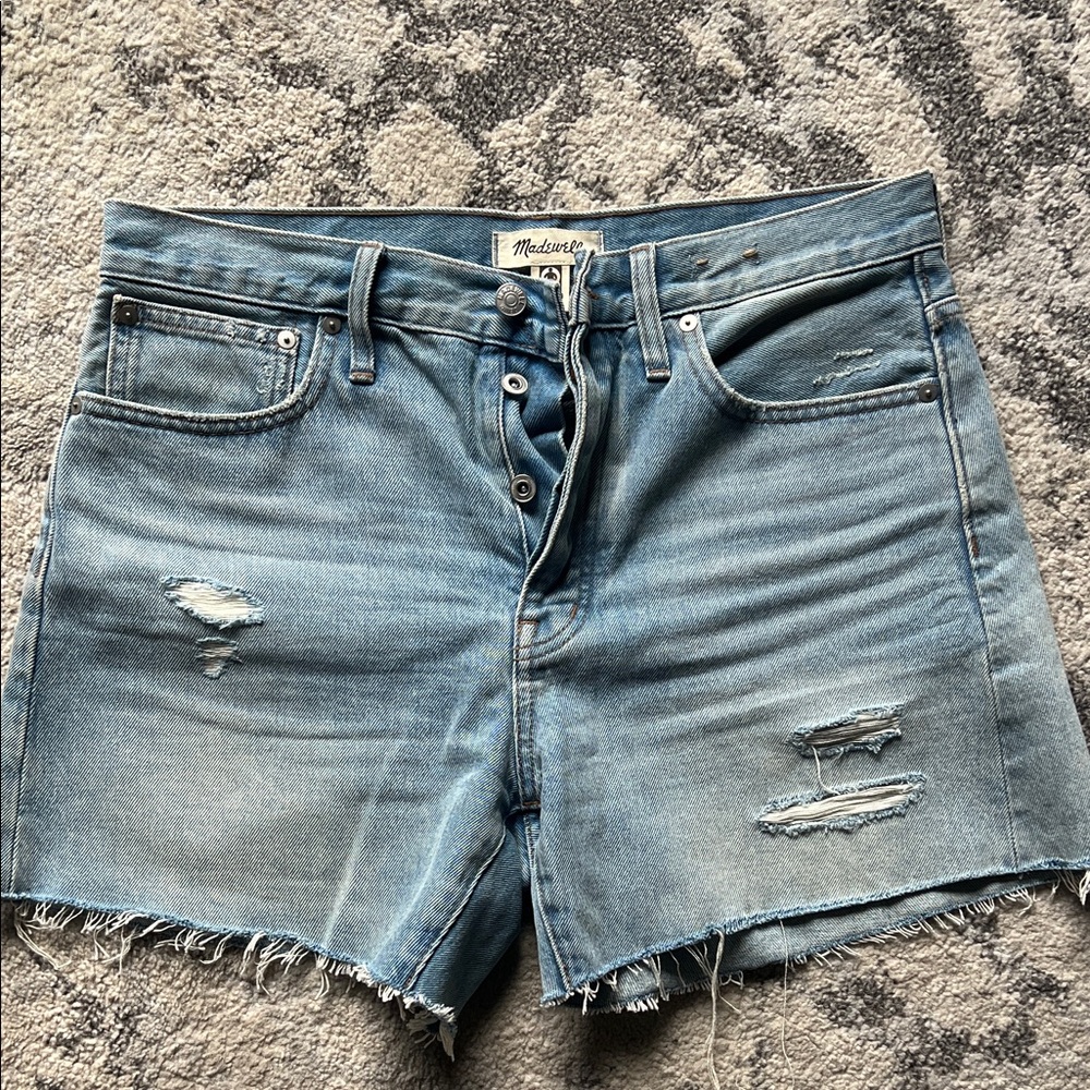 Madewell Light Blue Distressed Jean Shorts